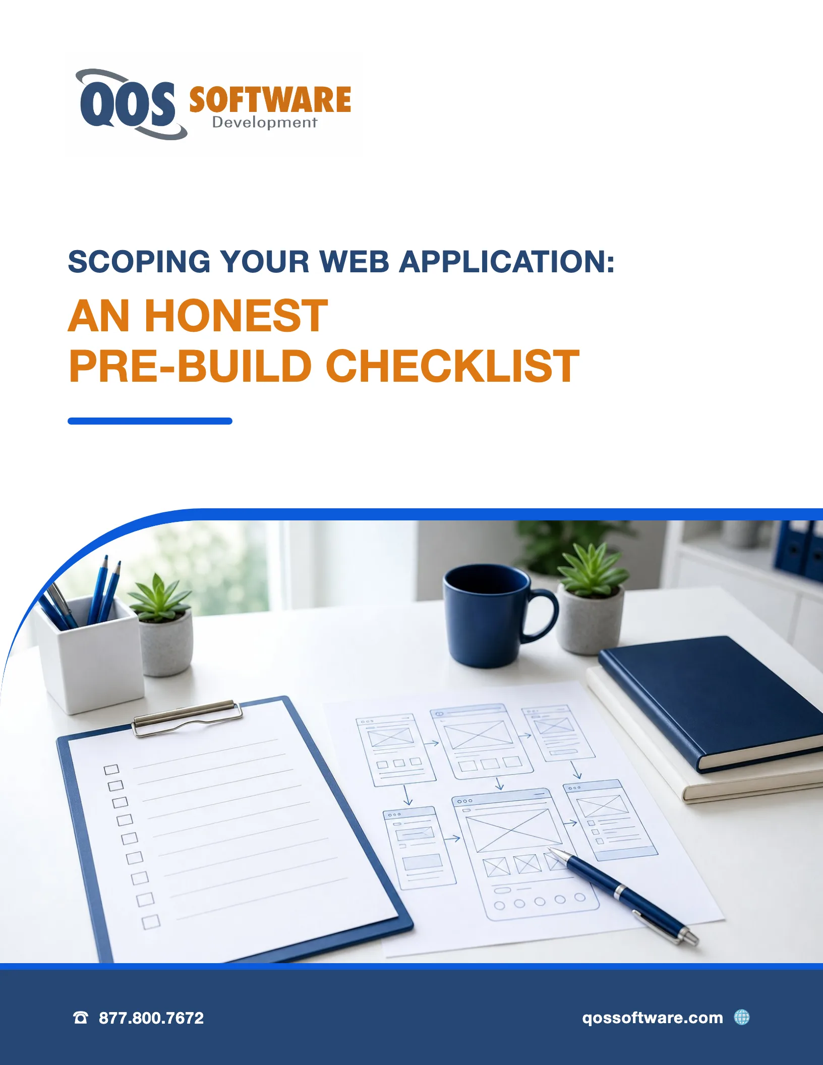 Cover of the QOS Software web application scoping pre-build checklist guide