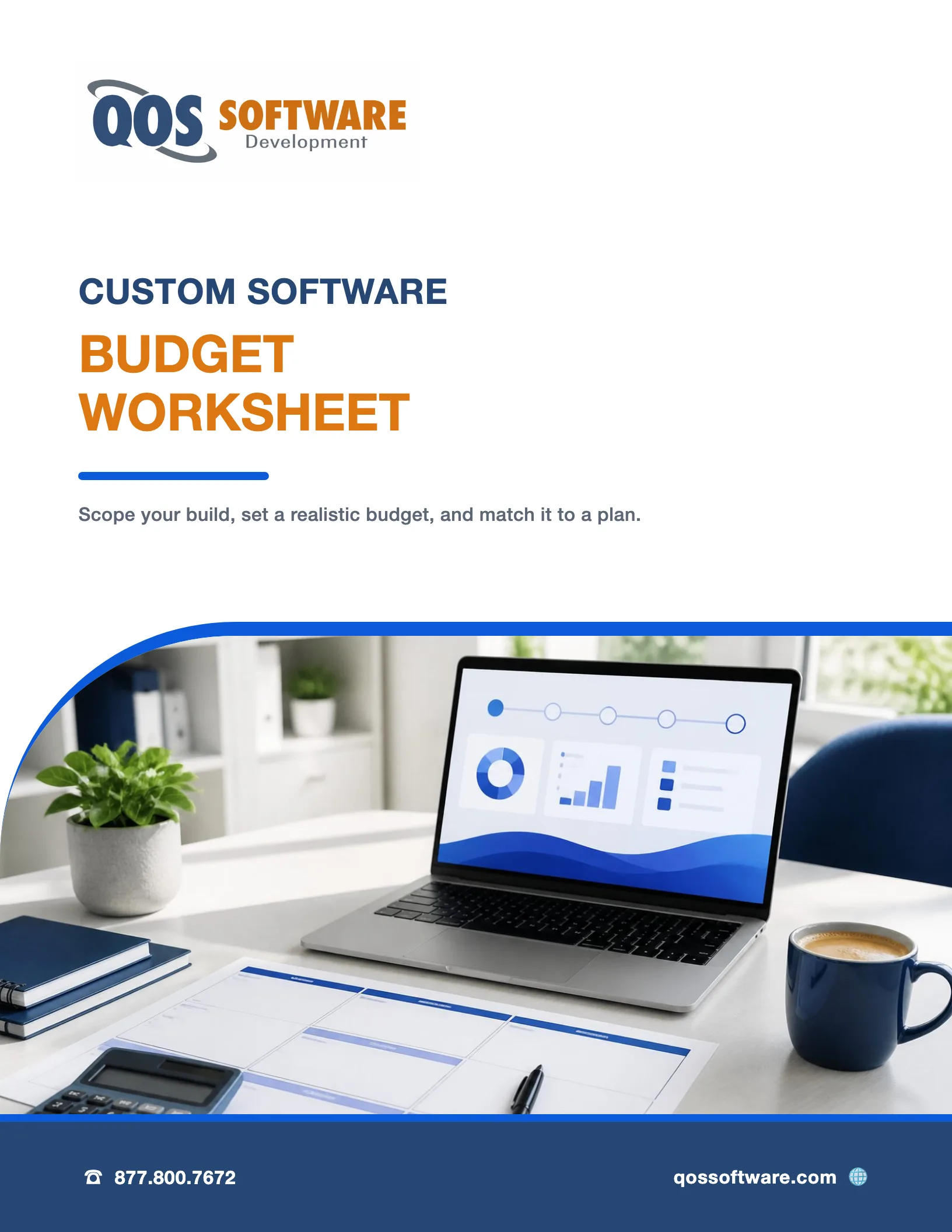 Custom Software Budget Worksheet cover — QOS Software